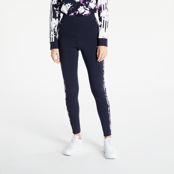 NWT ADIDAS ORIGINALS Women XS Floral 3 Striped Design Jersey Legging Legend Ink - Picture 5 of 10